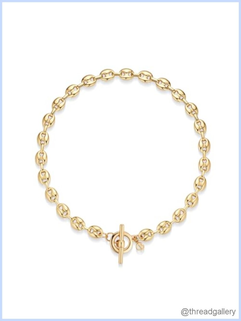 Chunky 18K Gold Plated Toggle Clasp Link Necklace 18 Inch Statement Chain